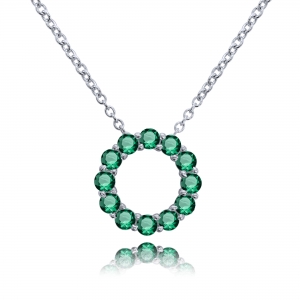 CONJUNTO ALDABA CON PIEDRA VERDE RODIO BLANCO, DIAMETRO EXTERNO 15 MM