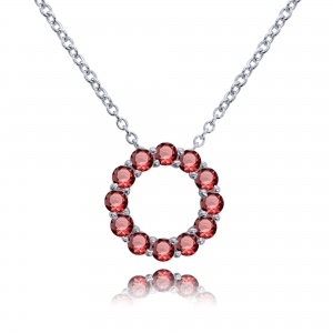 CONJUNTO ALDABA PIEDRA ROJA CON RODIO BLANCO, DIAMETRO EXTERNO 15 MM