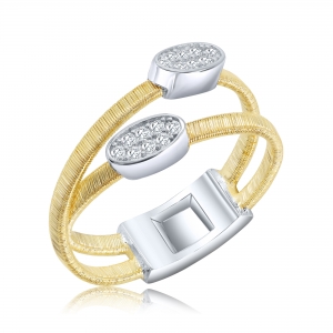 ANILLO DOB&Ntilde;E FILA CON OVAL CUBIC COMBINADO