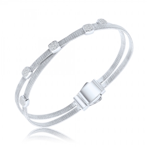 PULSERA PREMIUM CON APLIQUES DE CUBIC Y CIERRE TODA BLANCA
