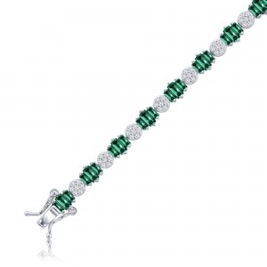 PULSERA TENIS BAGUETTE Y CIRCULO VERDE
