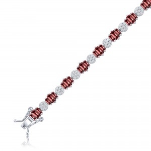 PULSERA TENIS BAGUETTE Y CIRCULO RUBI