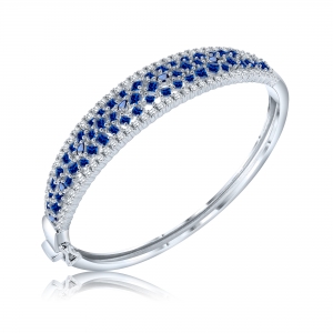PULSERA ESCLAVA PREMIUM RODINADA CON CENTRO CUBIC ZAFIRO