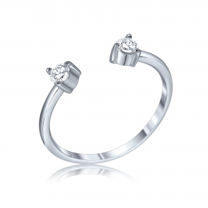 ANILLO PREMIUM DOS CUBIC ABIERTO RODINADO
