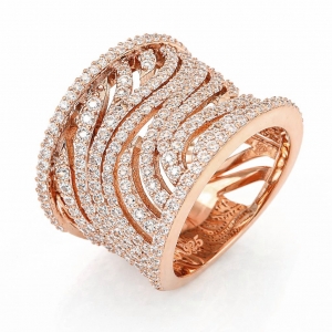 Anillo linea premium, ancho, calado, rosado
