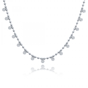 COLLAR BOLITA 3 mm HAPPY DIAMONDS RODINADO, PIEDRAS CON VIROLA