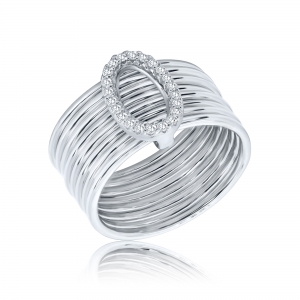ANILLO  8 ALIANZAS MOVILES CENTRO OVAL RODINADO