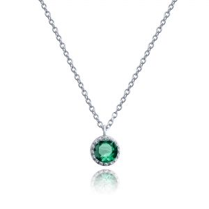 CONJUNTO SU GRANDE ESMERALDA CON CADENA RODINADO