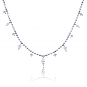 Collar bolitas con piedra navette grandes
