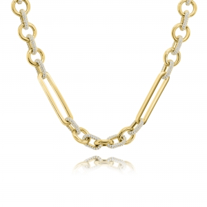 Collar con eslabones pavee, amarillo