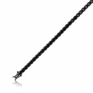 Pulsera tenis eslabones cuadrados, rodio negro y piedras negras
