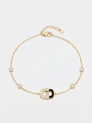 Pulsera LinkMe mitad onix dorada