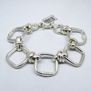 pulsera eslabones rombo y eslabones cruzados, cierre marinero