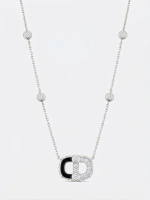 Collar LinkMe plateado mitad onix