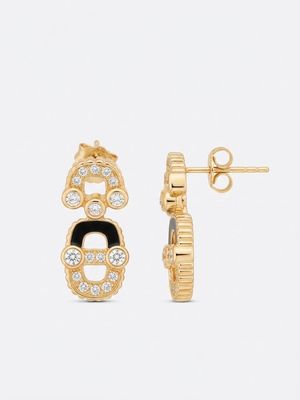 Aros LinkMe dorados mitad onix 