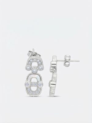 Aros LinkMe plateados mitad nacar 