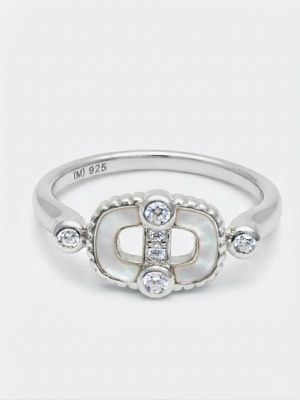 Anillo Link1945 chico full piedra plateado con nacar