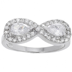 anillo infinito pave con centro piedra blanca