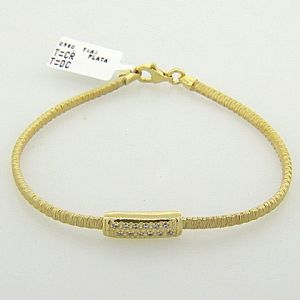 Pulsera hilos amarilla centro rectangular con piedras