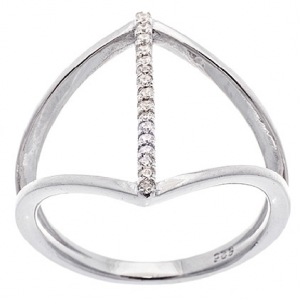 anillo plata abierto tira de piedras central