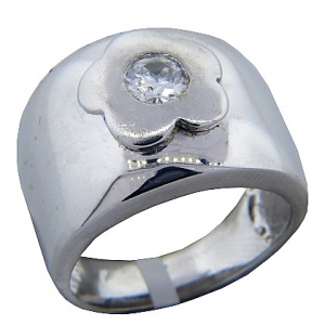 anillo platabella redondo con flor con cubic