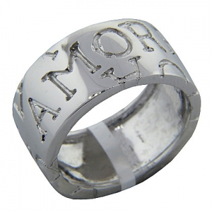 Anillo platabella rodinado cinta amore ancho