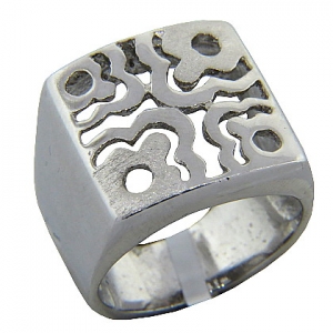 Anillo platabella 4 flores caladas rodinado