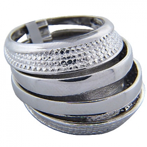 Anillo platabella cuatro alianzas con borde crakele rodinado