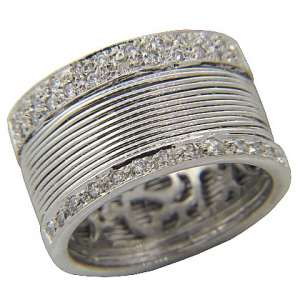 anillo hilos 2 tiras grande todo pavee platabella