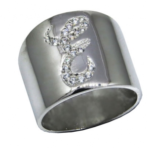 Anillo peter E cursiva, platabella
