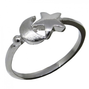 anillo mini luna y estrella, platabella