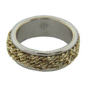 anillo centro cadena enroscado enchapado amarillo borde blanco fino