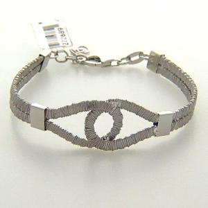 pulsera doble hilo chato centro rombo blanco