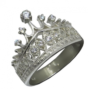 anillo corona con piedras, calado