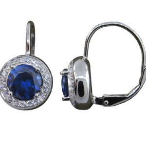 Par aros redondos piedra azul, y piedras blancas alrededor, cierre brisura