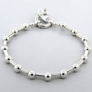 pulsera bolitas 5mm y barritas plata