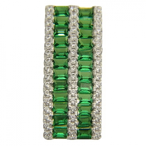 Colgante pasante, doble fila de piedras baguette verdes