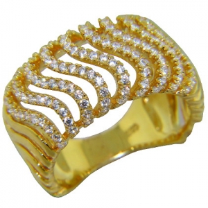 anillo ancho ondas de piedras, amarillo