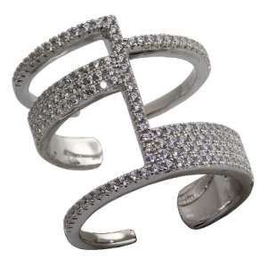 anillo abierto con piedras, blanco