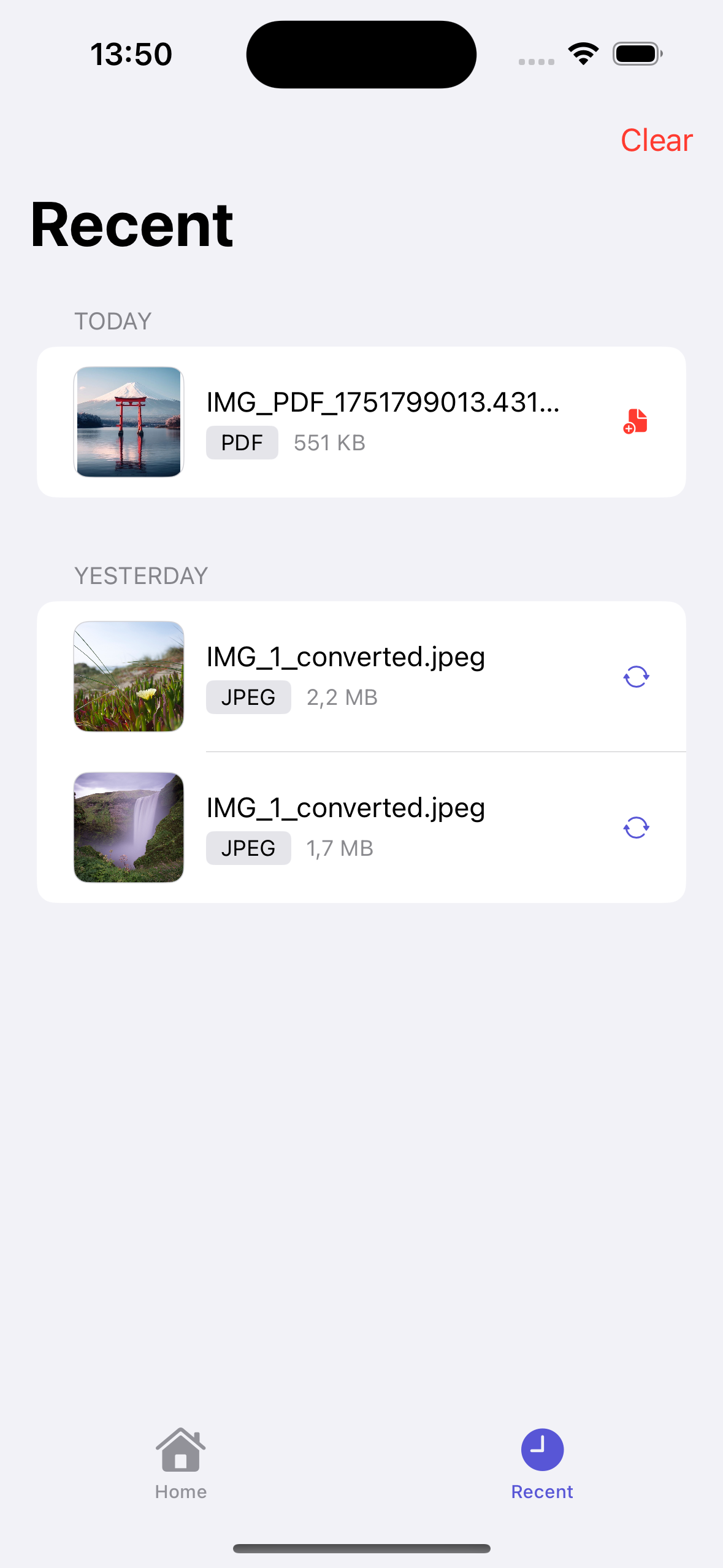 Recent Converted Files Management