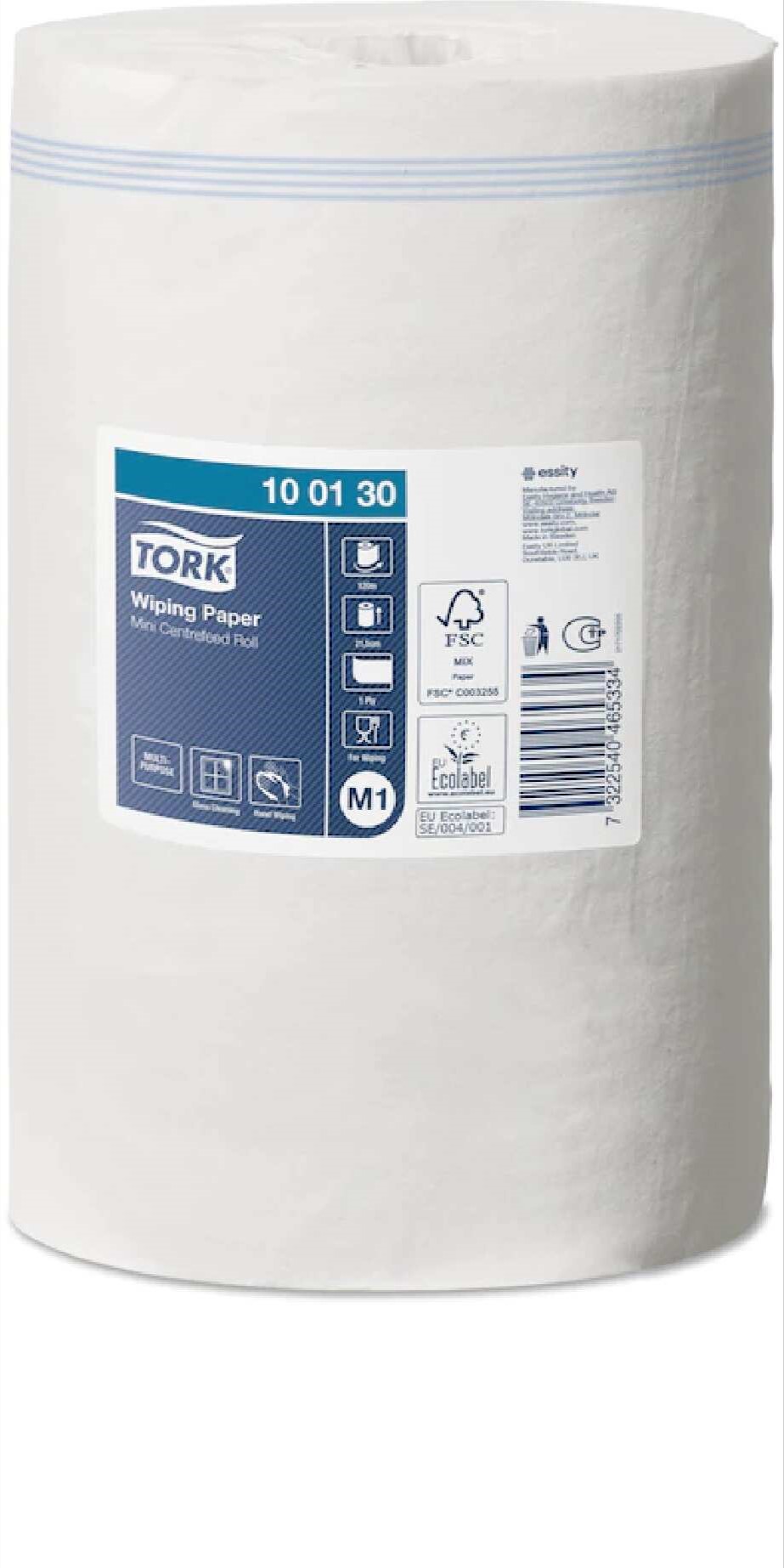Tork Wiping Paper Mini Centrefeed Roll 1ply M1 120m x 11
