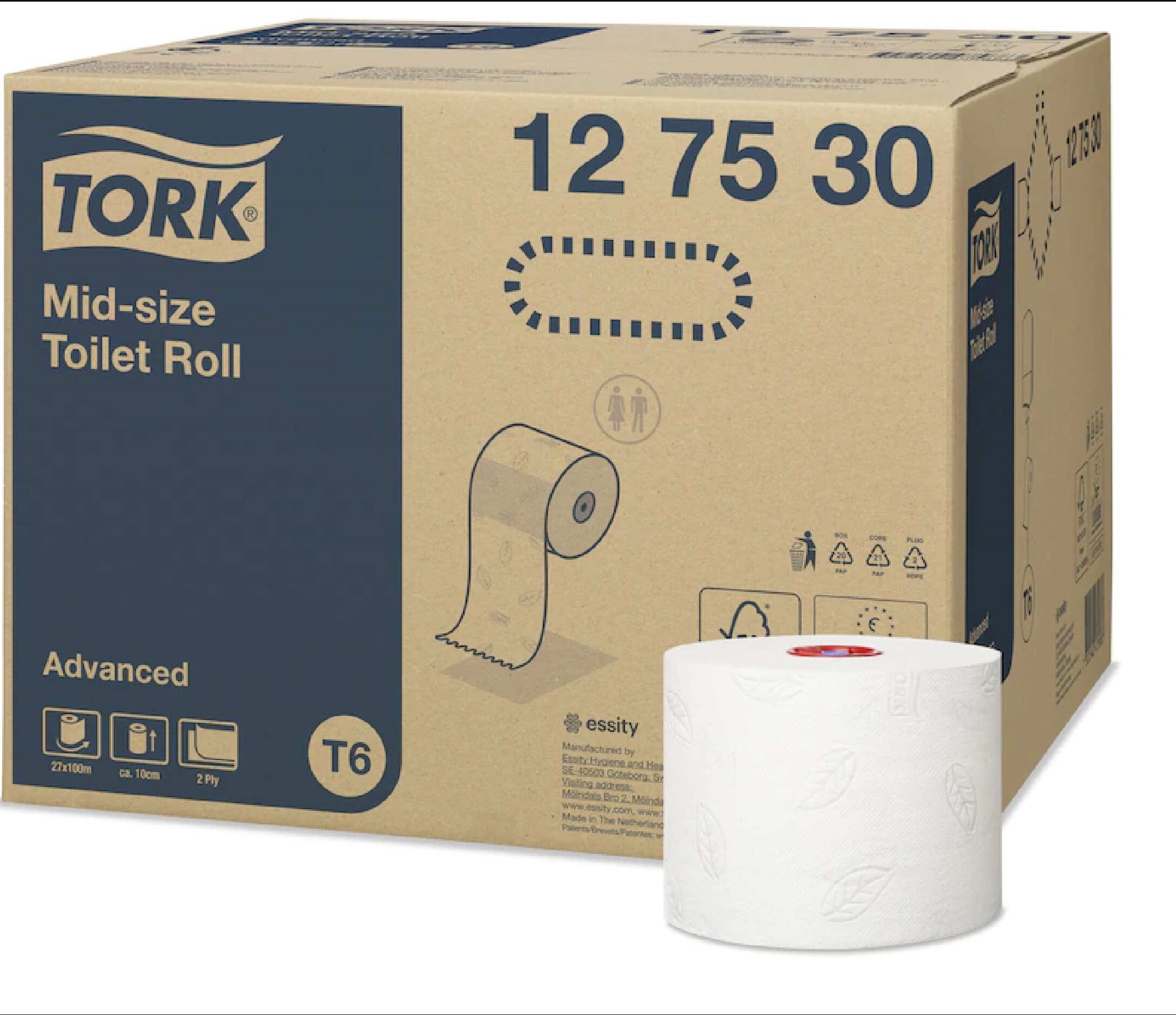 Tork Mid-size Toilet Roll  2ply Advanced T6 100m x 27