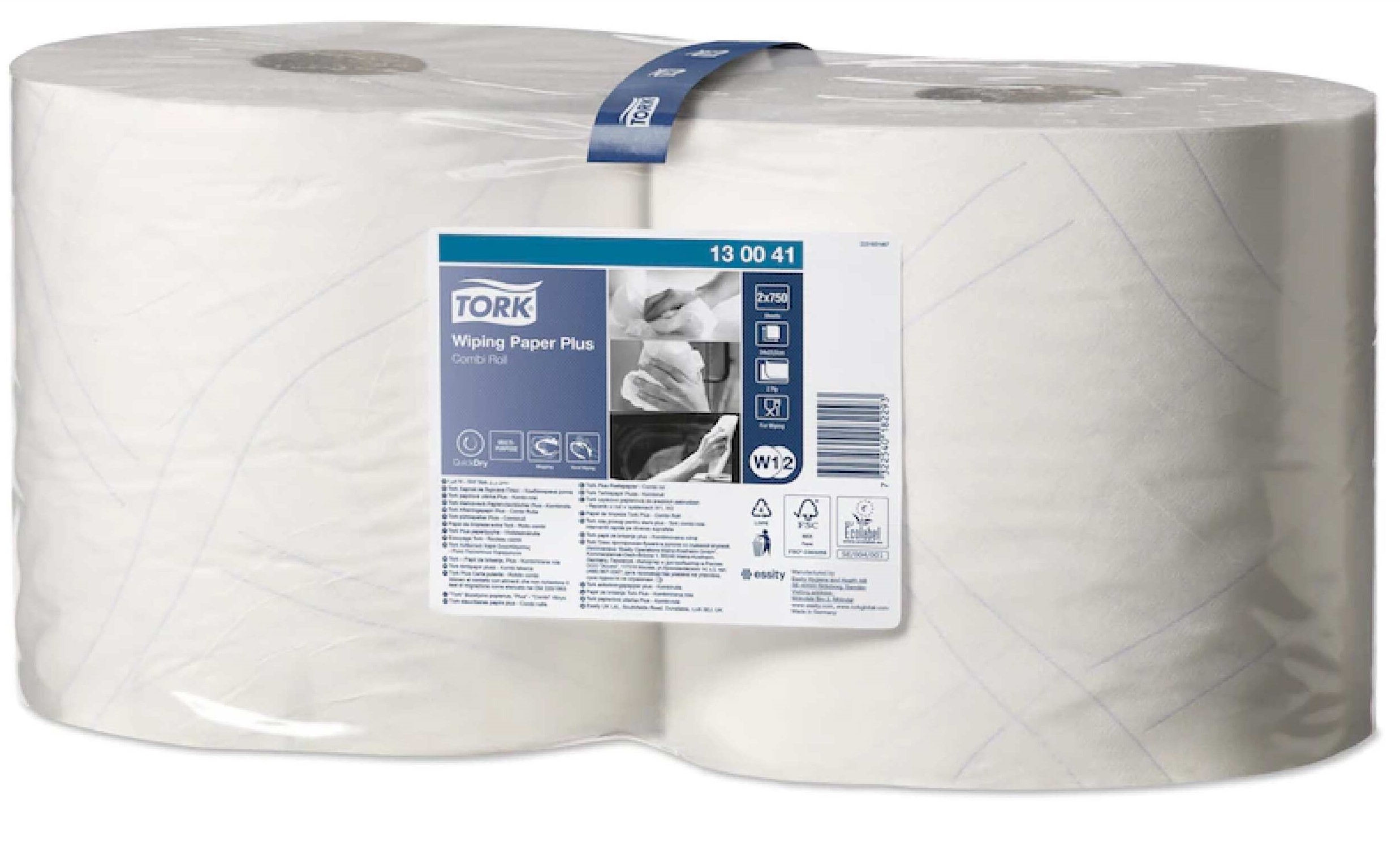 Tork Wiping Paper Plus Combi Roll 2ply W1/W2  750s x 2