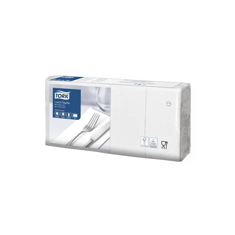 Tork Edge Emboss White Lunch Napkin 2ply 8 Fold 200s x 10