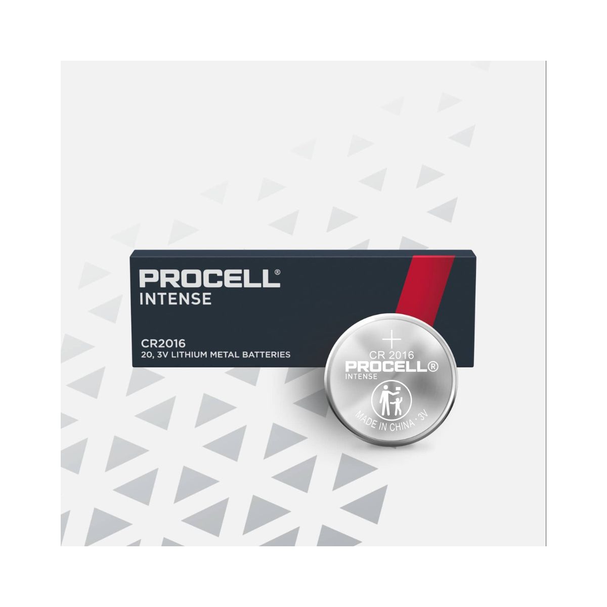 Procell Intense Batteries Lithium Coin 2016 3V 20pk (4 cards of 5) Blk/Red Inner Box
