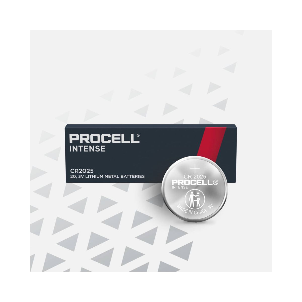 Procell Intense Batteries Lithium Coin 2025 3V 20pk (4 cards of 5) Blk/Red Inner Box