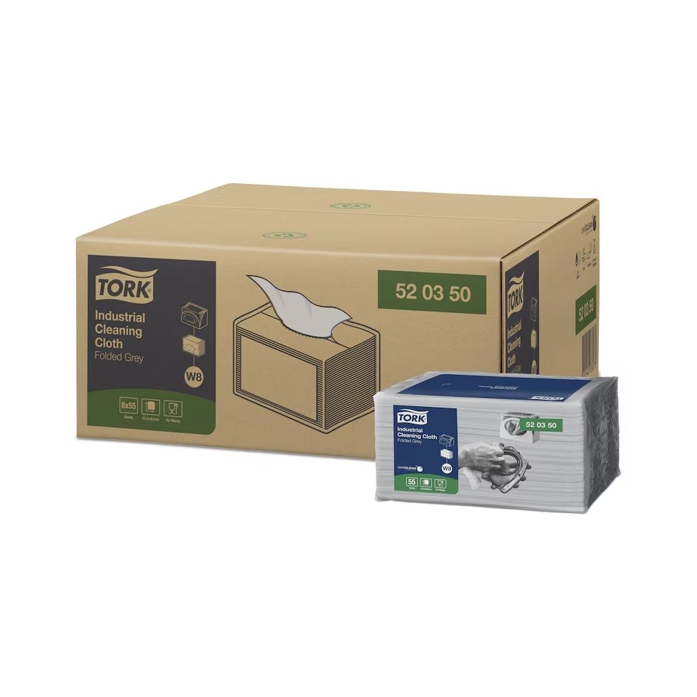 Tork Industrial Cleaning Cloth Grey Small Pack W8 55s x 8