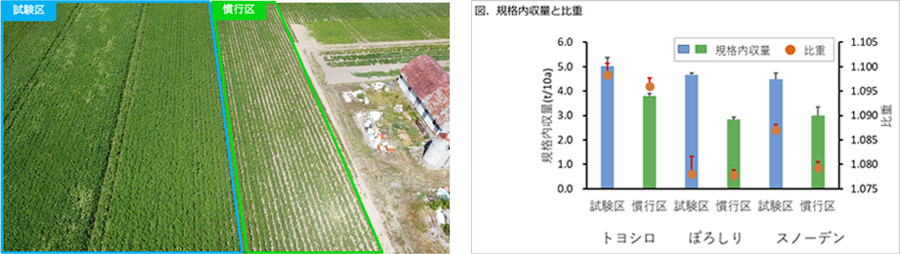 Potato yield in the test area increased up to 1.6 times.&nbsp; &nbsp; &nbsp;Source: Softbank website&nbsp;