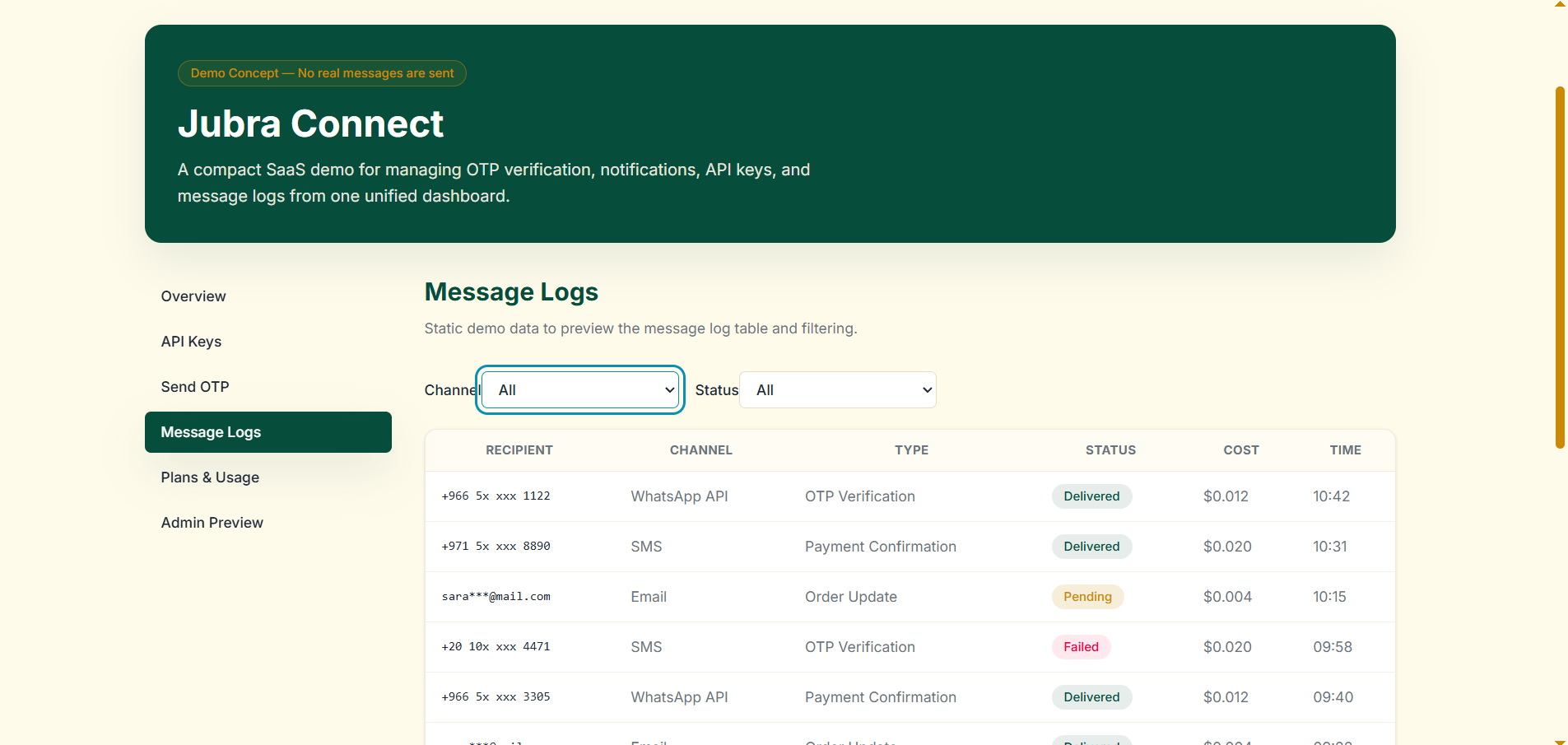 Jubra Connect — منصة ربط ذكية لإدارة رموز التحقق والإشعارات
