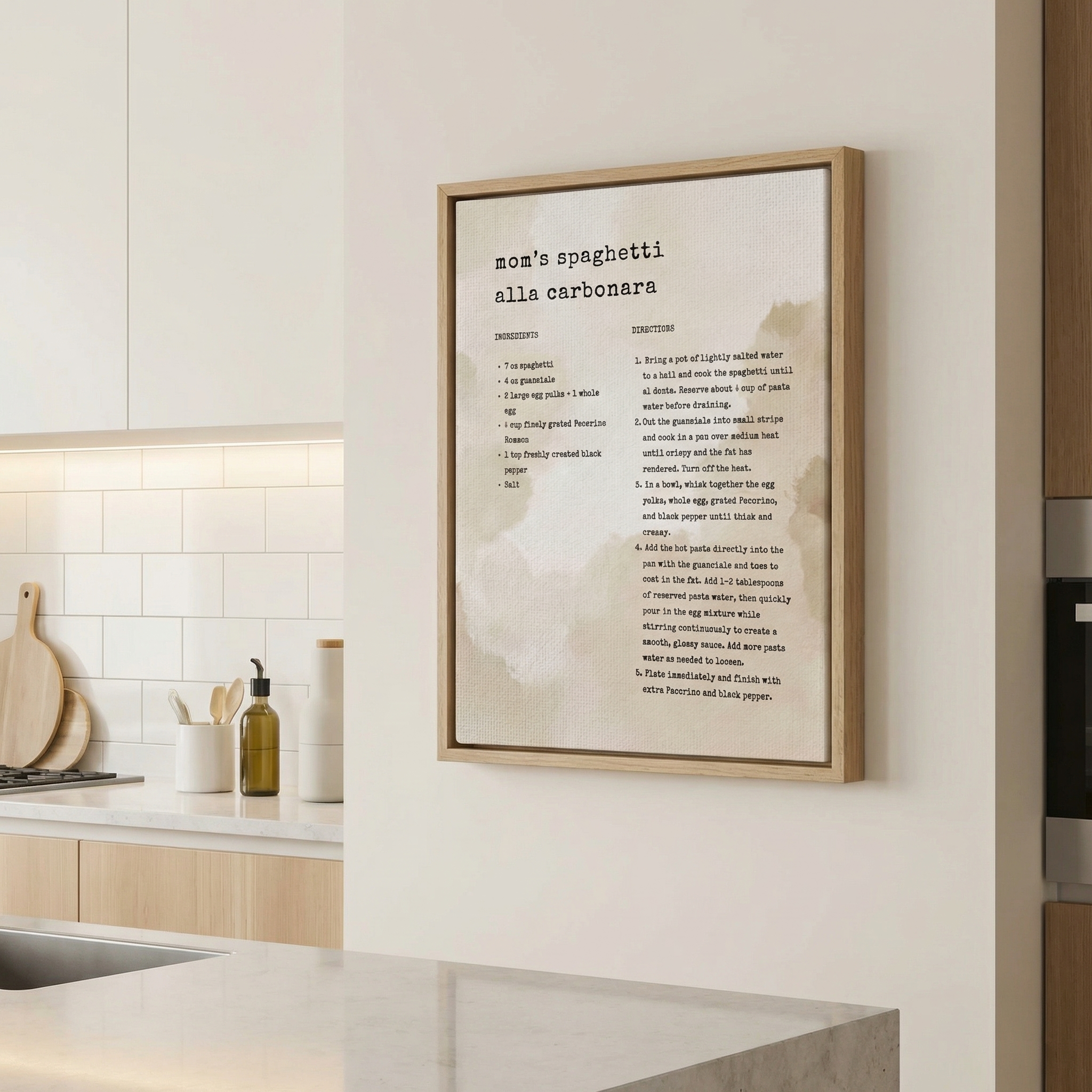 Light wood canvas in modern kitchen